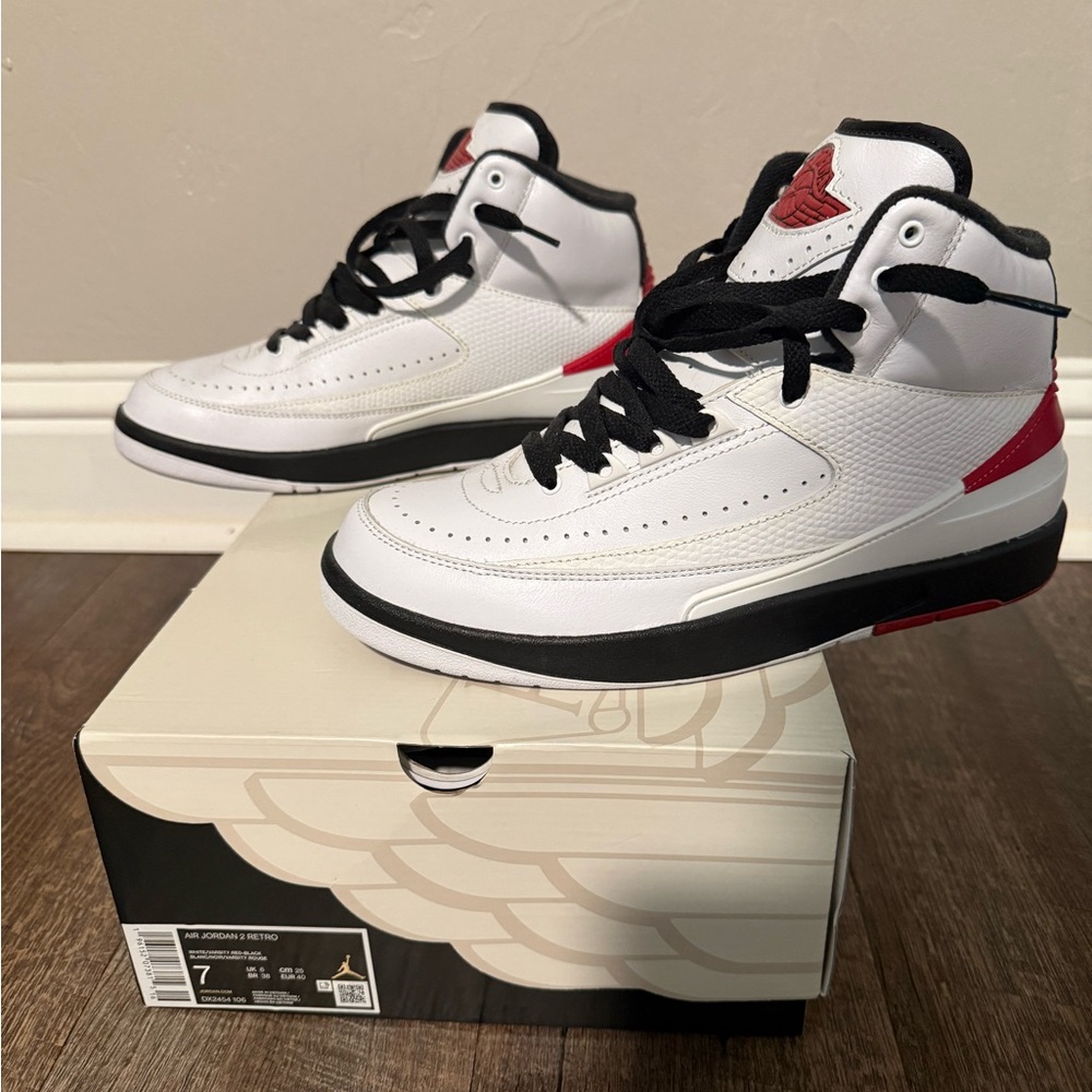 Jordan Air 2 Retro White and Varsity Red Sneakers